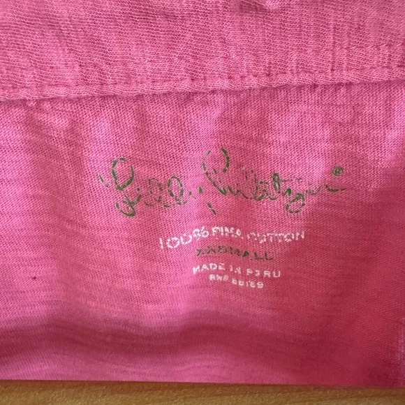 Lilly Pulitzer 100% Pima cotton sleeveless hot pink v-neck ruffle top size XXS - Picture 3 of 4